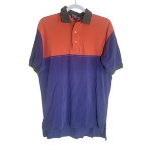Vintage Ralph Lauren Colorblock Polo Shirt Men's Size Medium Blue Orange Preppy